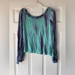 Free People teal/purple boho tie dye top size S